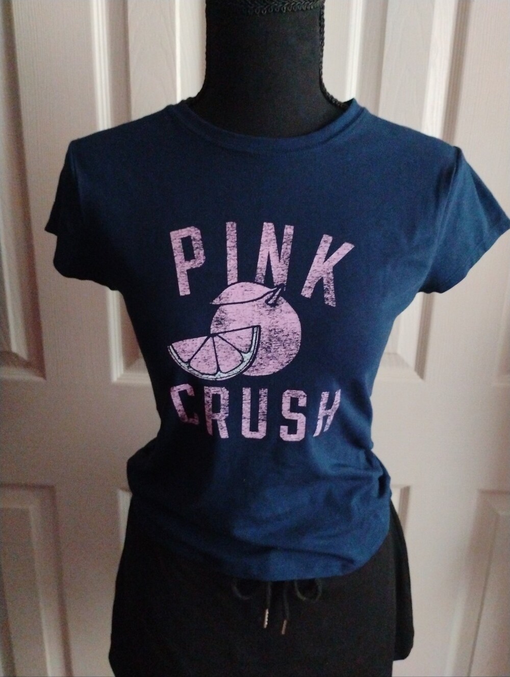 PINK Victoria's Secret Navy Blue Citrus Fruit PINK CRUSH Graphic Tee • Size M 🆕